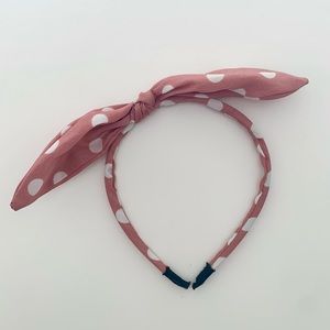 Cute pink dottie bow headband